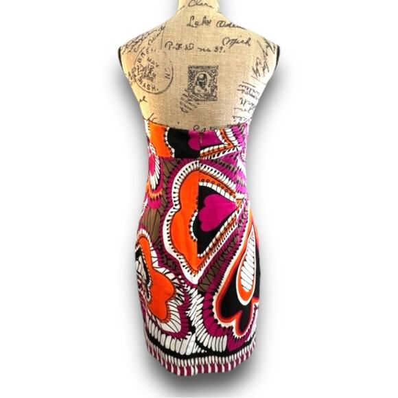 DAVID MEISTER Staples Floral Cocktail Dress Pink Orange Black & Taupe Sz 6 - Picture 3 of 12